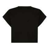 Balmain – Schwarzes, einfarbiges T-Shirt mit Rundhalsausschnitt und Logo für Mädchen