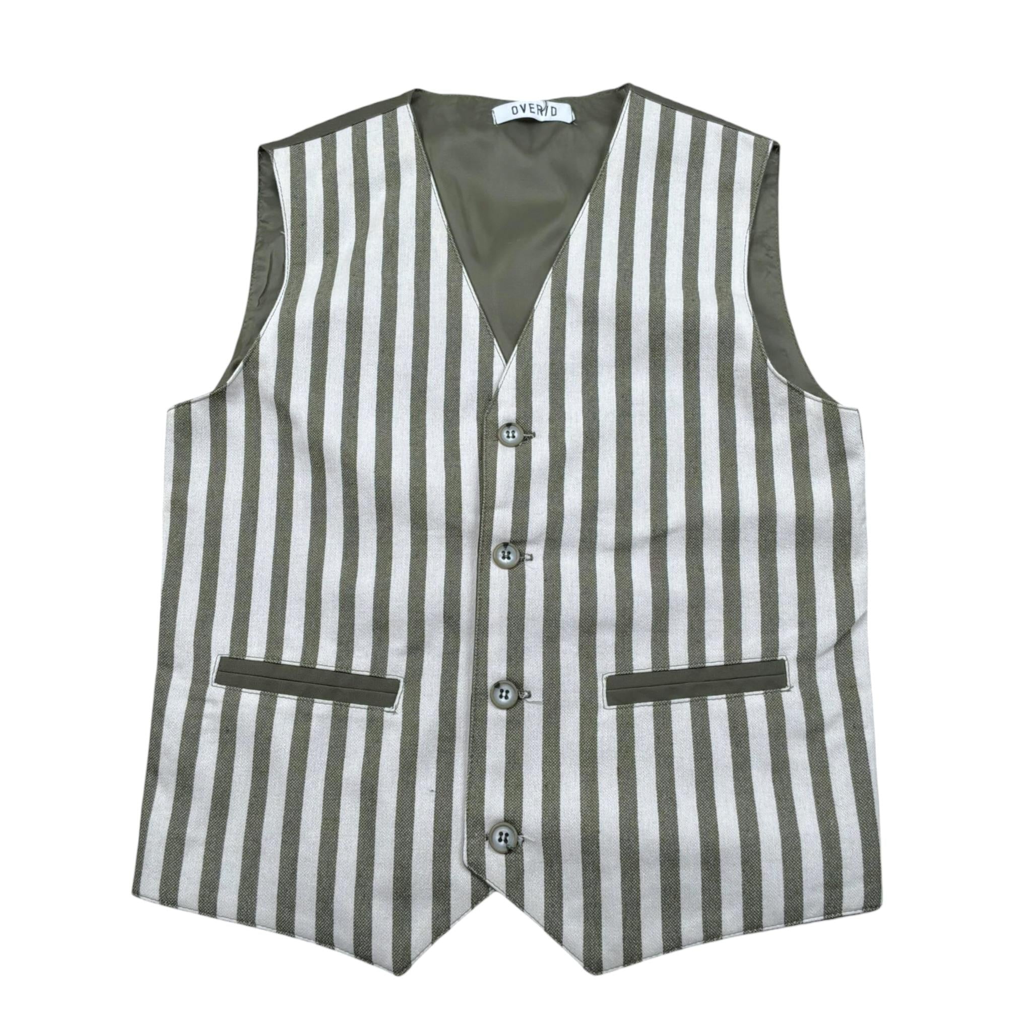 Over-D Gilet Bicolore con Fantasia A Righe per Bambino OK1564SGL BIANCO/VERDE OVER-D 