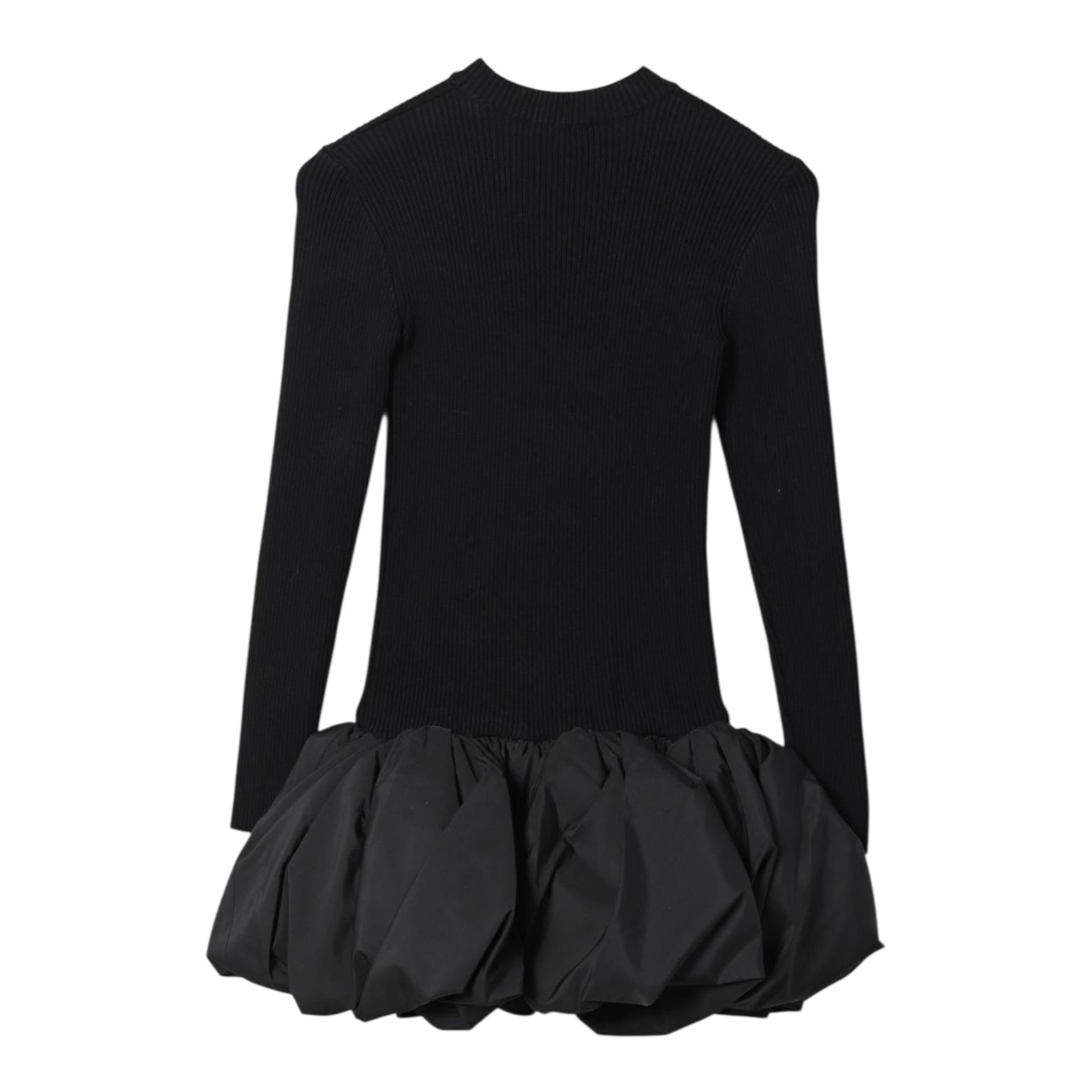 ELISABETTA FRANCHI abito tinta unita mezzo collo con logo Nero per Bambina EFAB544X NERO ELISABETTA FRANCHI 