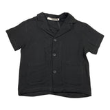 I'M Brian Einfarbiges Button-Down-Hemd mit halblangen Ärmeln in Schwarz für Babys