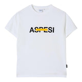 Aspesi T-Shirt Girocollo Tinta Unita con Stampa per Bambino S25051TSM7038 BIANCO ASPESI 