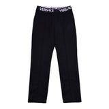 Versace Einfarbige Hose mit elastischem Bund und Logo Schwarz für Jungen