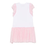 Monnalisa Abito Bicolore con Stampa E Brillantini per Bambina 19E918 BIANCO/ROSA MONNALISA 