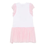Monnalisa Abito Bicolore con Stampa E Brillantini per Bambina 19E918 BIANCO/ROSA MONNALISA 