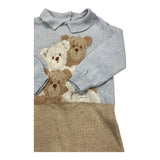LE BEBE' tutina in maglia bicolore cn ricami orsi Azzurro/beige per Neonato LBB5102 AZZURRO/BEIGE LE BEBE' 
