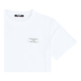 Balmain T-Shirt Rundhalsausschnitt einfarbig mit weißem Logo-Print für Jungen