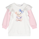 MONNALISA abito felpa girocollo tinta unita con maniche in contrasto Bianco per Bambina 39D905 BIANCO MONNALISA 