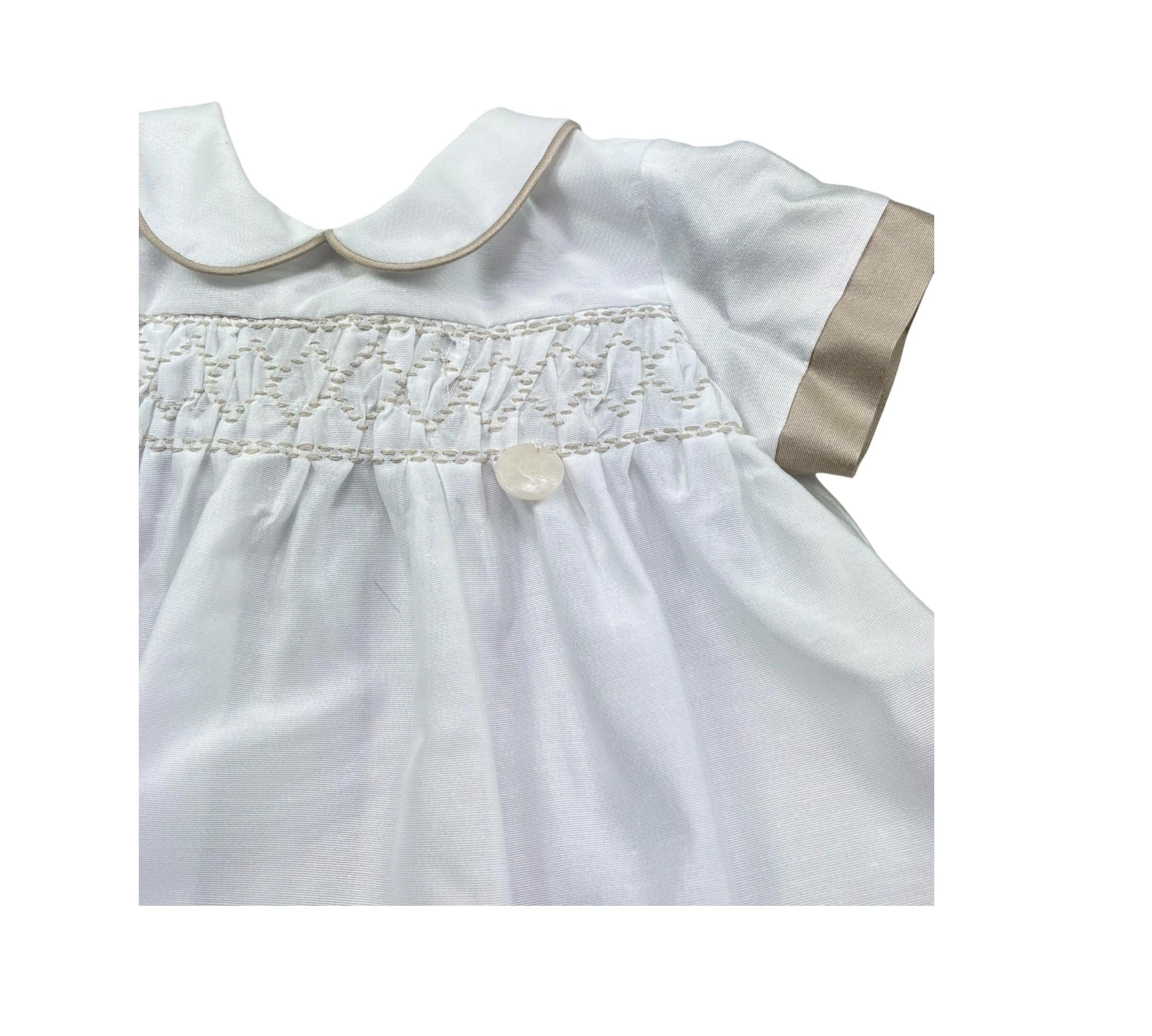 Le Bebe Abito Mezza Manica Tinta Unita con Profili In Contrasto per Neonata LBG6340 BIANCO LE BEBE 