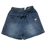 Mini Banda Short Denim Einfarbig mit elastischer Taille Blau für Baby Mädchen
