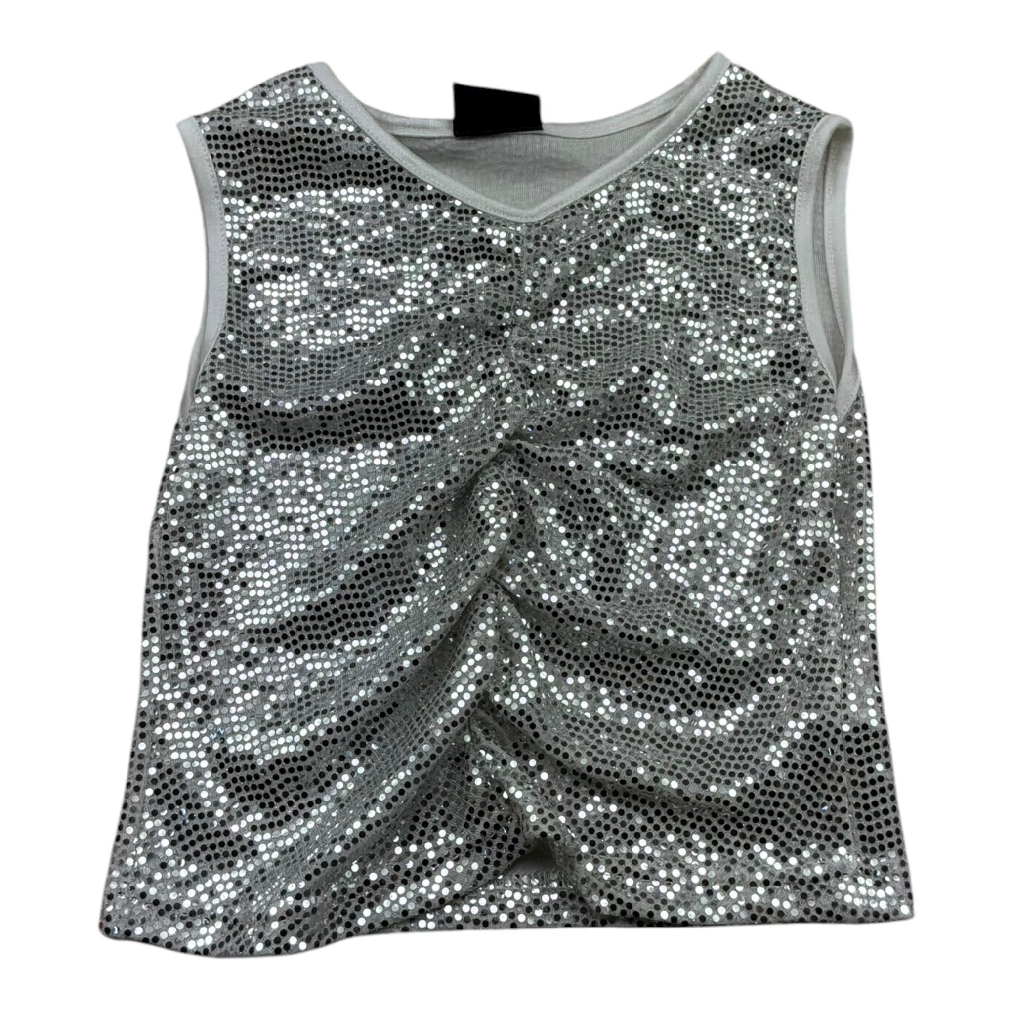 Marc Ellis Top Giromanica Tinta Unita con Paillettes per Bambina JMJTP01185 ARGENTO MARC ELLIS 