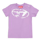 Diesel T-Shirt Girocollo tinta unita con Stampa Lilla per Neonata K00635X LILLA DIESEL 