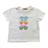 Please T-Shirt Rundhals Einfarbig mit Kontrastdruck Weiß für Baby Mädchen