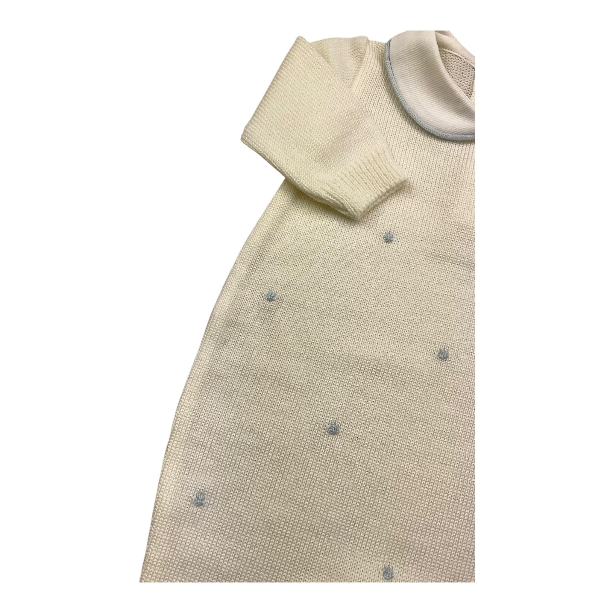 LITTLE BEAR tutina manica lunga tinta unita cn ricami in contrasto Panna per Neonato 9115 PANNA LITTLE BEAR 