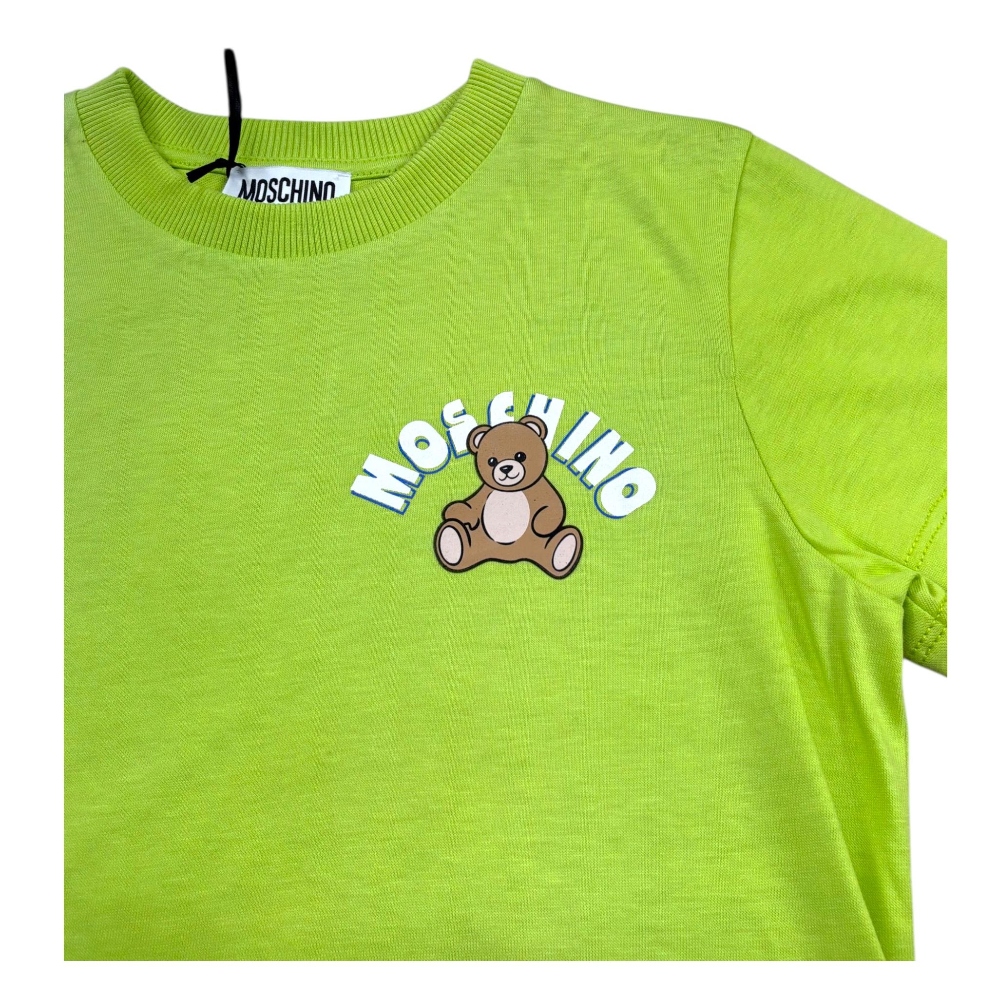 Moschino T-Shirt Girocollo Tinta Unita con Stampa per Bambino HWM058 VERDE MOSCHINO 
