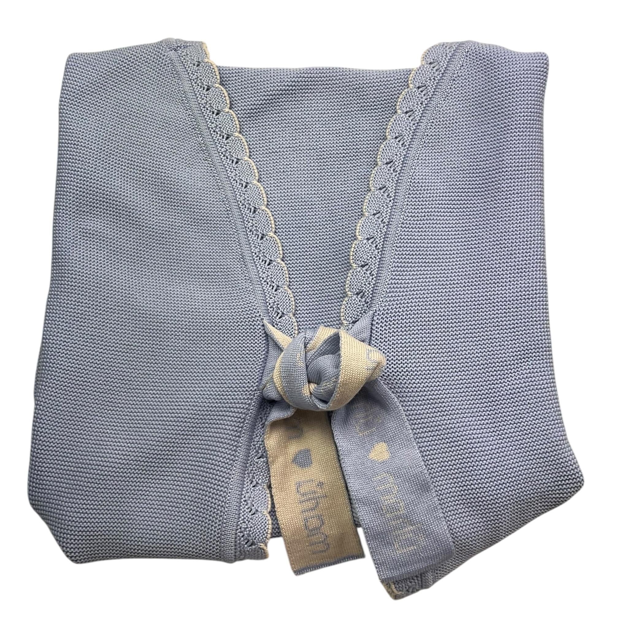 MARLU' coperta tinta unita con ricami Azzurro per Neonato IFCUORE AZZURRO MARLU' 