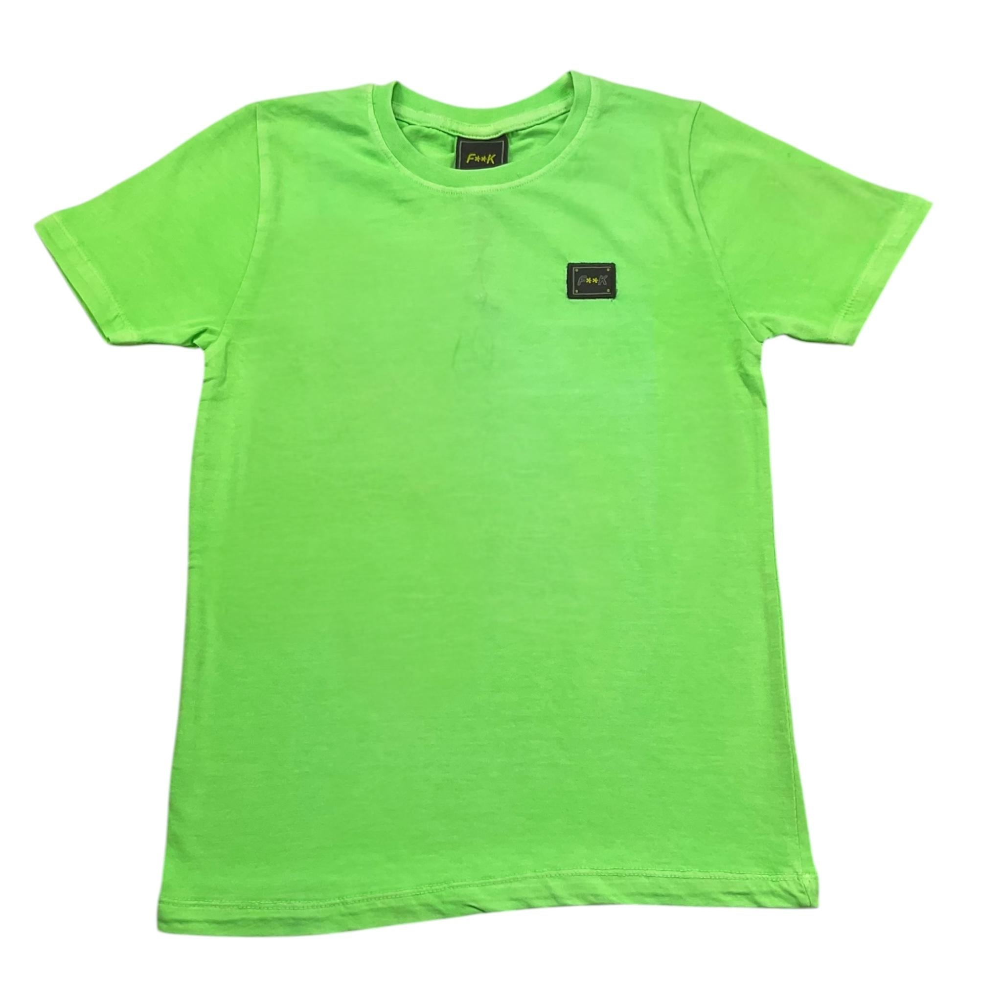 F**K T-Shirt Girocollo Tinta Unita con Logo per Bambino FJ2450038FG VERDE FLUO F**K 