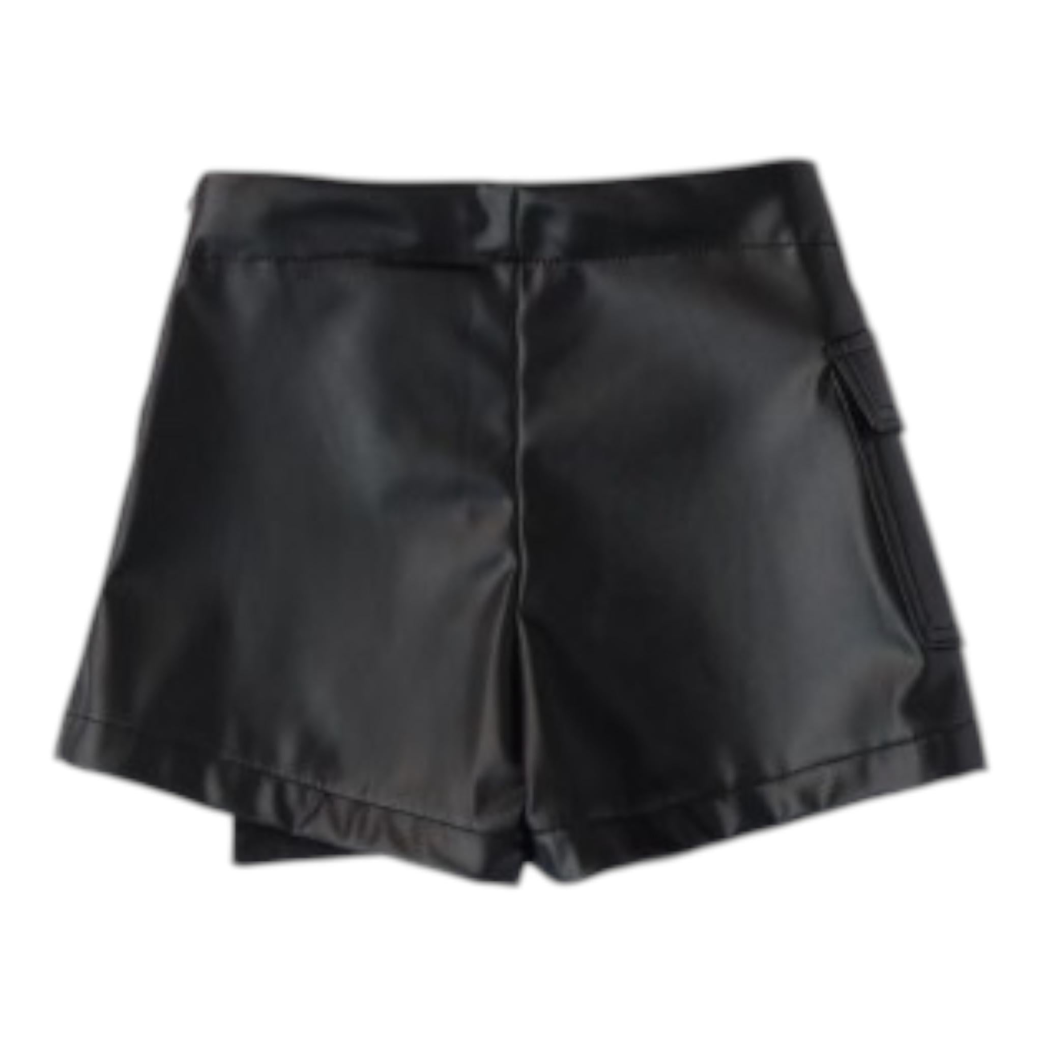 SARABANDA short in ecopelle tinta unita Nero per Bambina A240X NERO SARABANDA 
