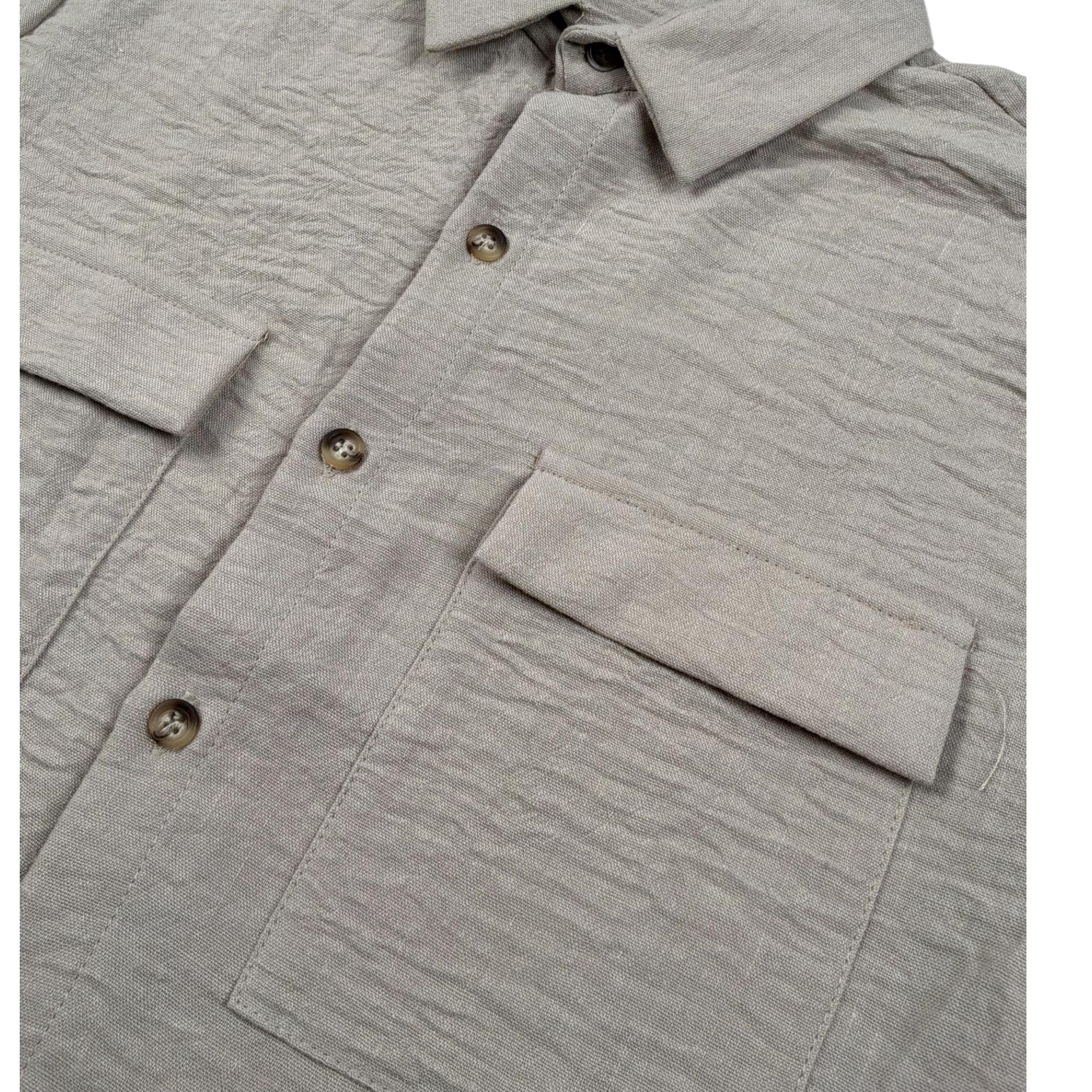 Never Too Camicia tinta unita Mezza Manica Beige per Bambino NT2284R BEIGE NEVER TOO 