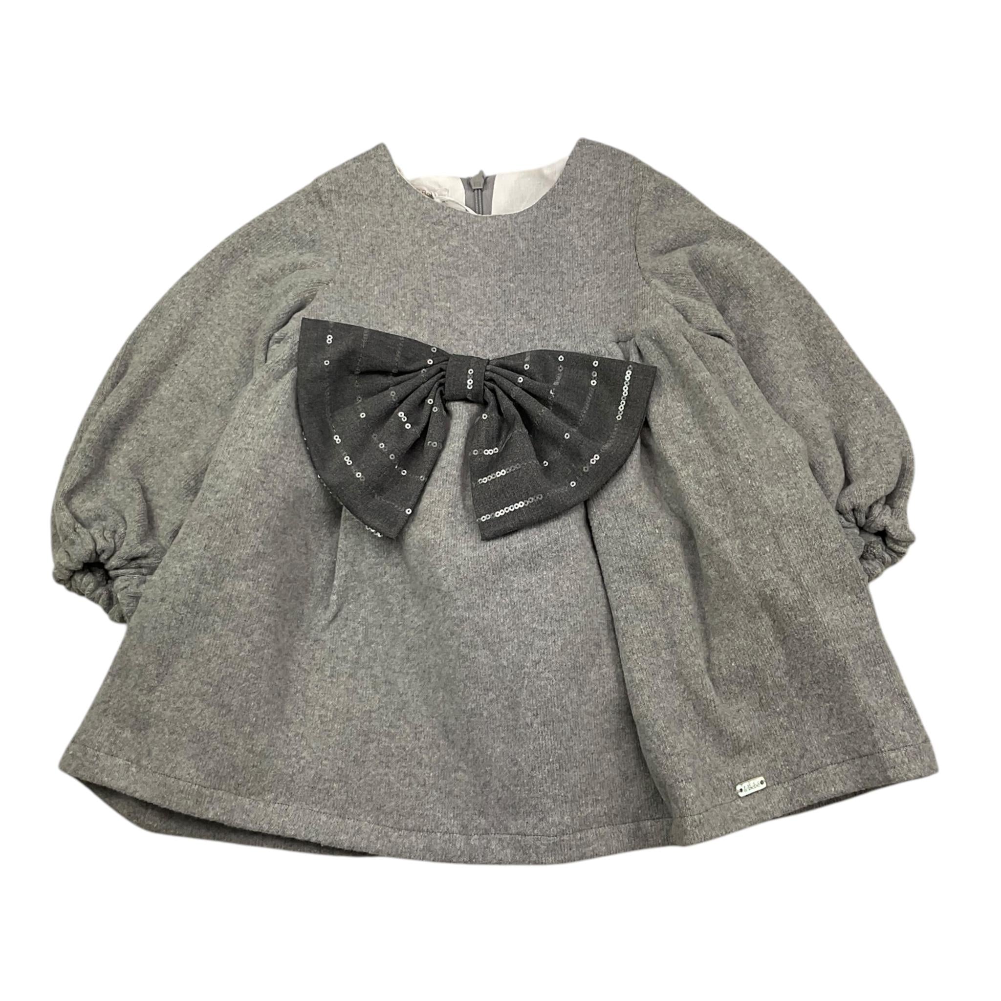 LE BEBE' abito tinta unita giromanica con fiocco Grigio per Neonata LBG6147 GRIGIO LE BEBE' 