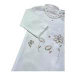 Le Bebe Tutina Manica Lunga Tinta Unita con Ricami per Neonata LBG6303 BIANCO LE BEBE 