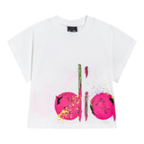 Diadora T-Shirt Rundhalsausschnitt einfarbig mit weißem Logo für Mädchen