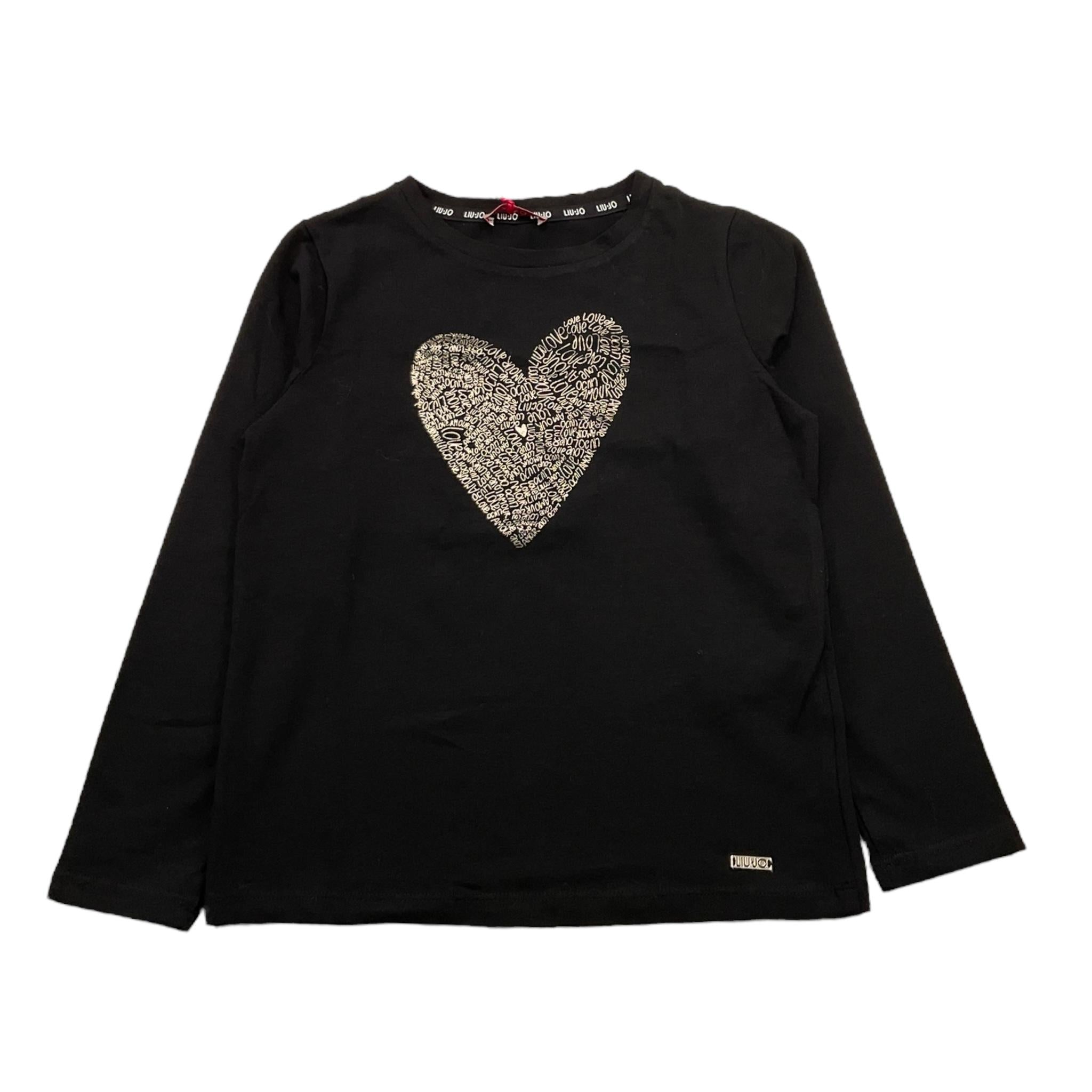 LIU JO shirt girocollo tinta unita con stampa Nero per Bambina GF3173 NERO LIU JO 