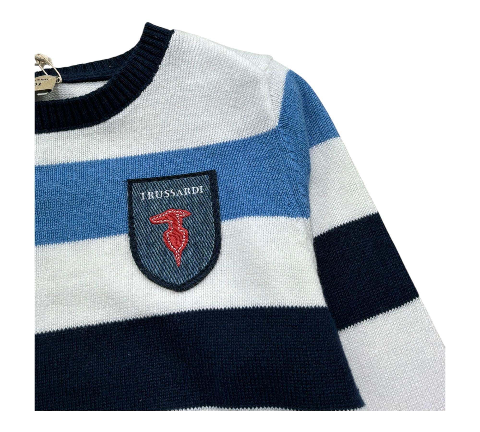 Trussardi Maglia Girocollo Fantasia A Righe per Neonato TIP26029MA BIANCO TRUSSARDI 