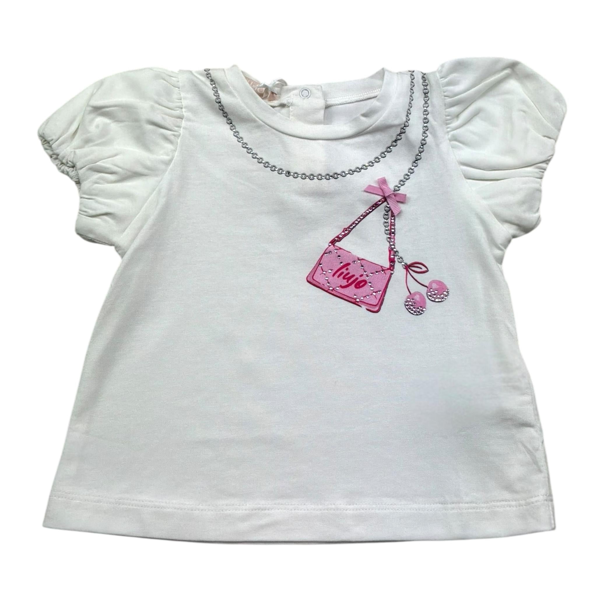 Liu Jo T-Shirt Girocollo Tinta Unita con Brillantini per Neonata HA5057 BIANCO LIU JO 