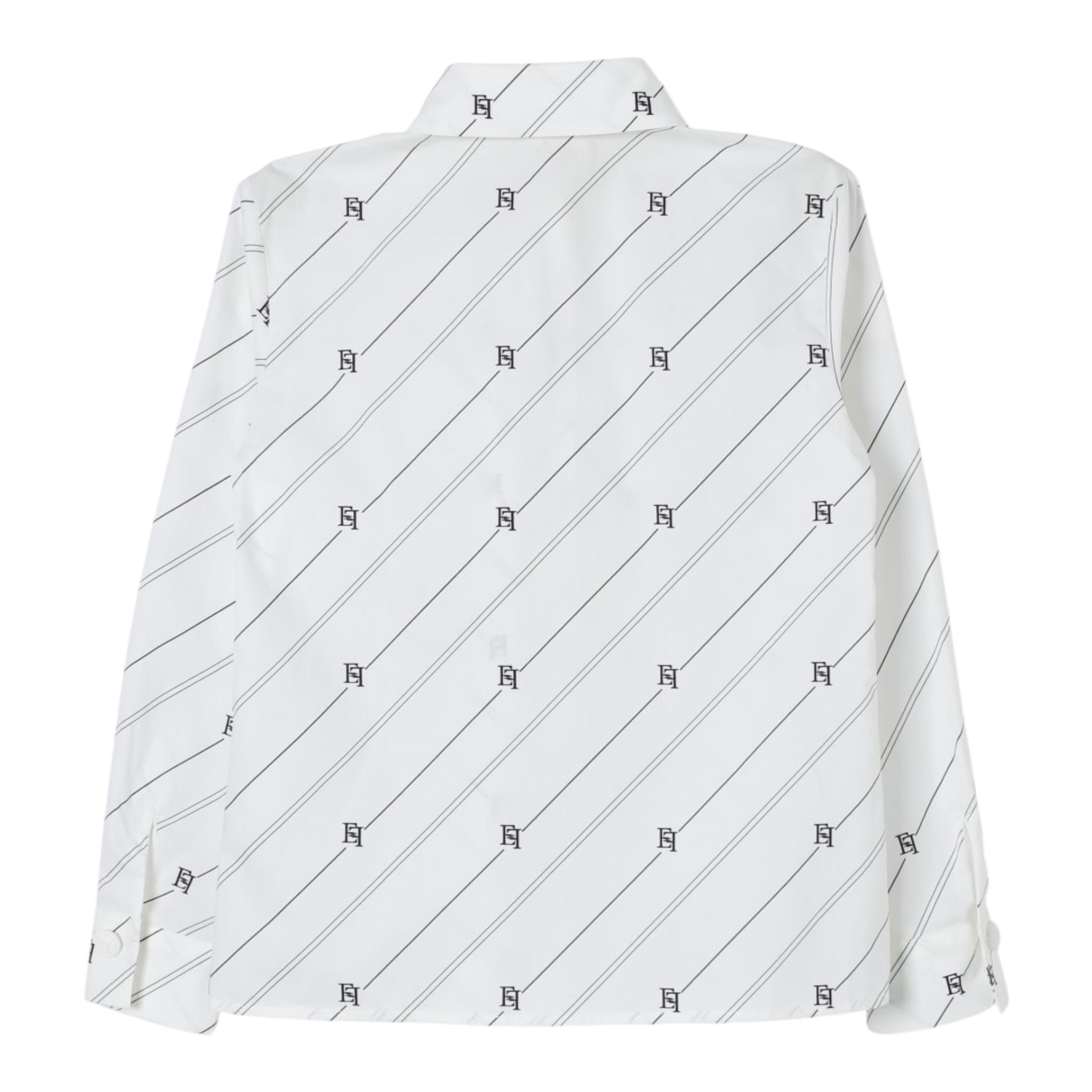 Elisabetta Franchi Camicia Manica Lunga Tinta Unita con Logo per Bambina EGCA035 BIANCO ELISABETTA FRANCHI 
