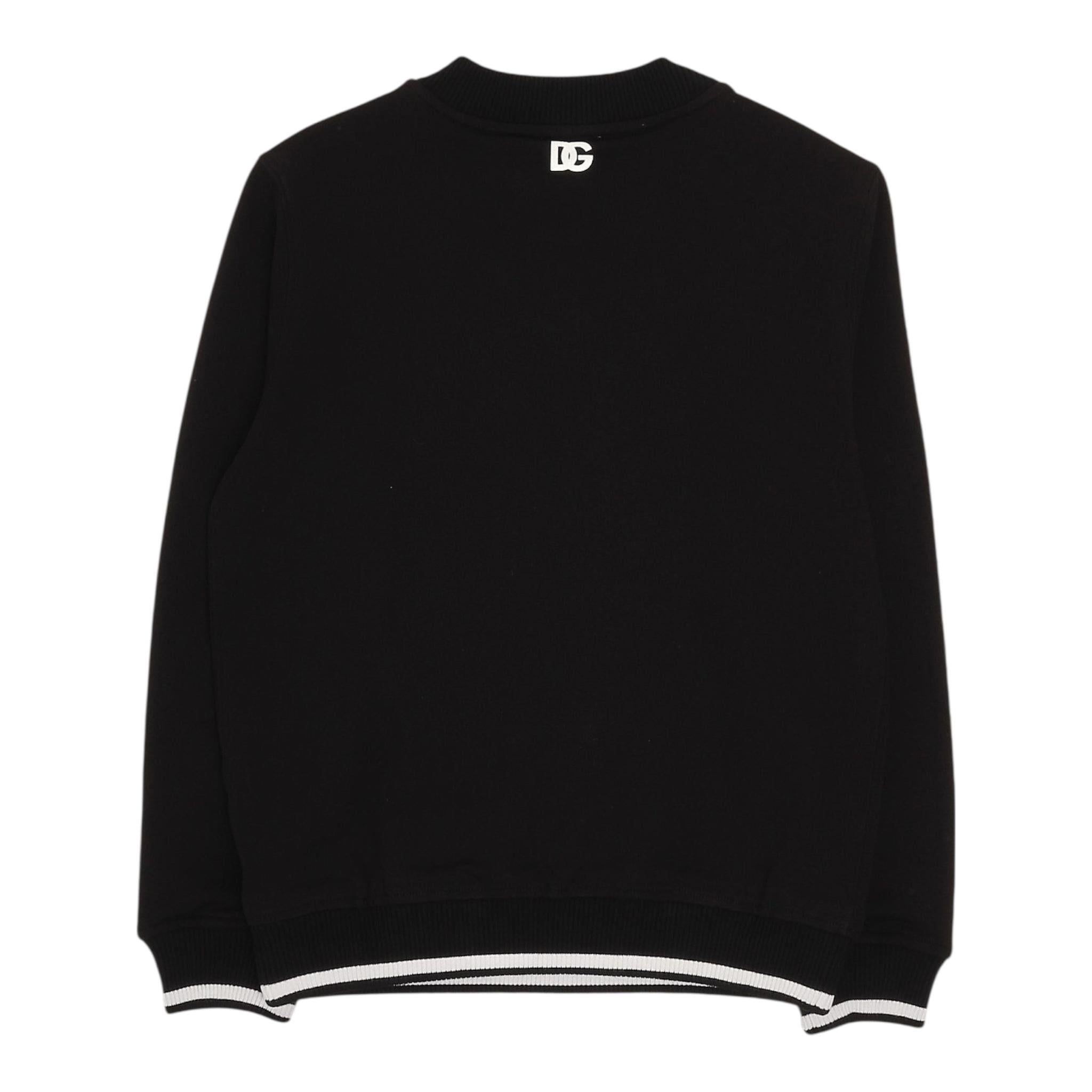 Dolce & Gabbana Felpa Chiusa Girocollo Tinta Unita con Stampa per Bambino L4JWKD NERO DOLCE & GABBANA 