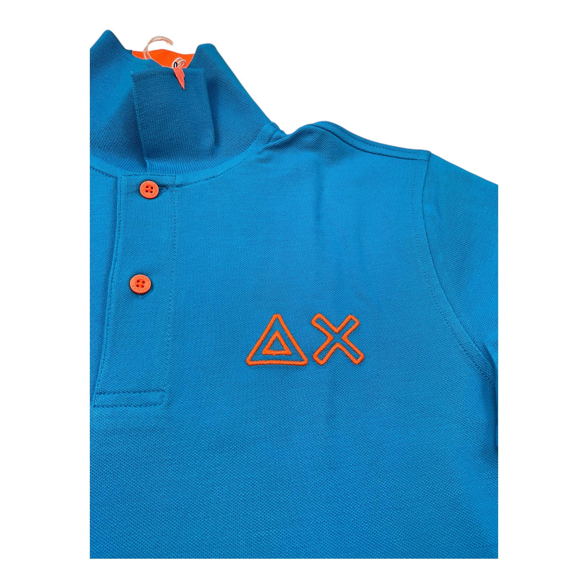 Sun68 Polo Mezza Manica Tinta Unita con Profili In Contrasto per Bambino 3A35322 AZZURRO SUN68 