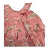 Valentina Bebes Set Einfarbiges Kleid mit Muster-Rosa Culotte für Neugeborene