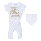 Burberry 2-teiliges Set Body-Hose-Lätzchen Einfarbig Weiß Für Neugeborene