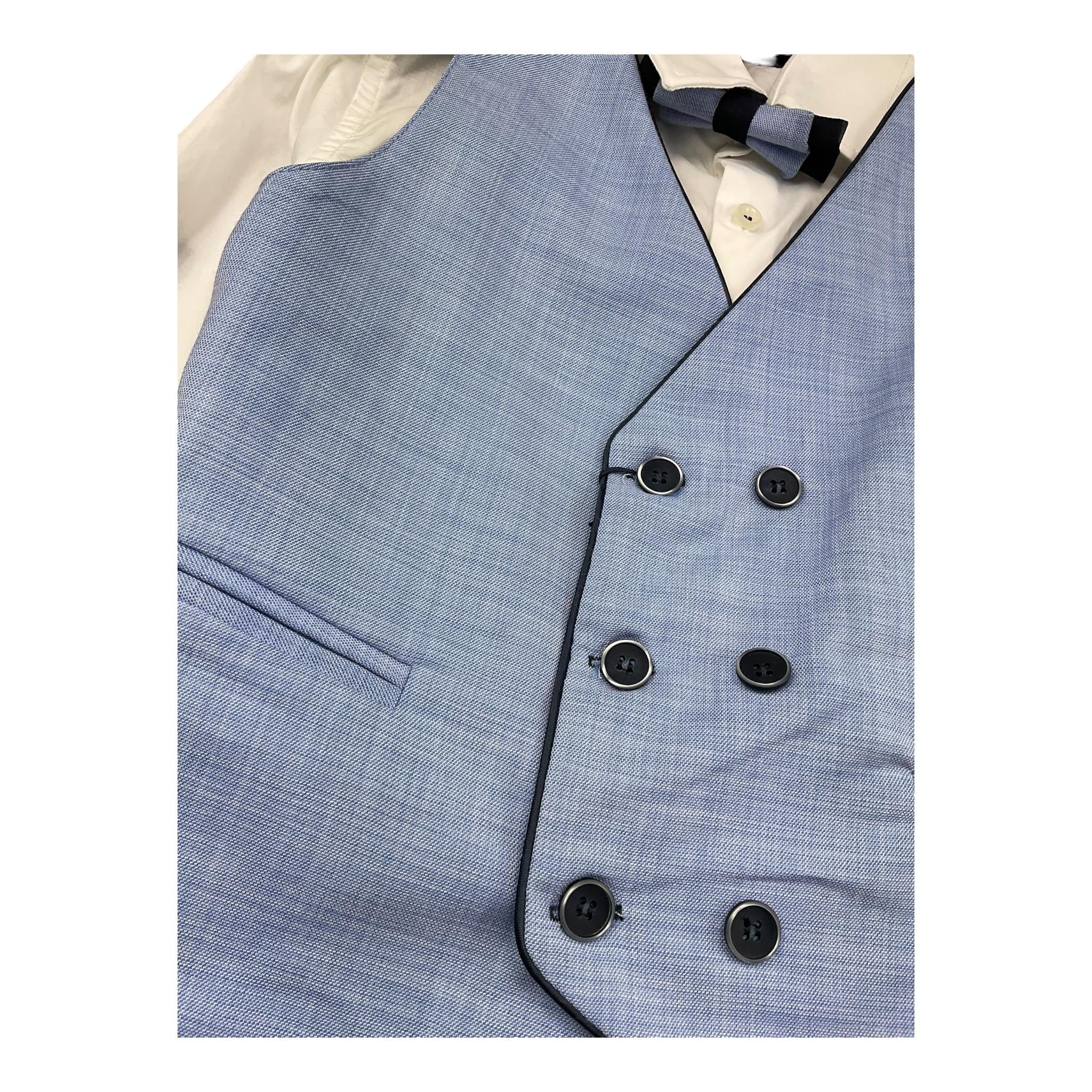 Mai'S Kids Completo 4 Pezzi Camicia-Gilet-Pantalone-Papillon per Bambino ROMEO AZZURRO MAI'S KIDS 