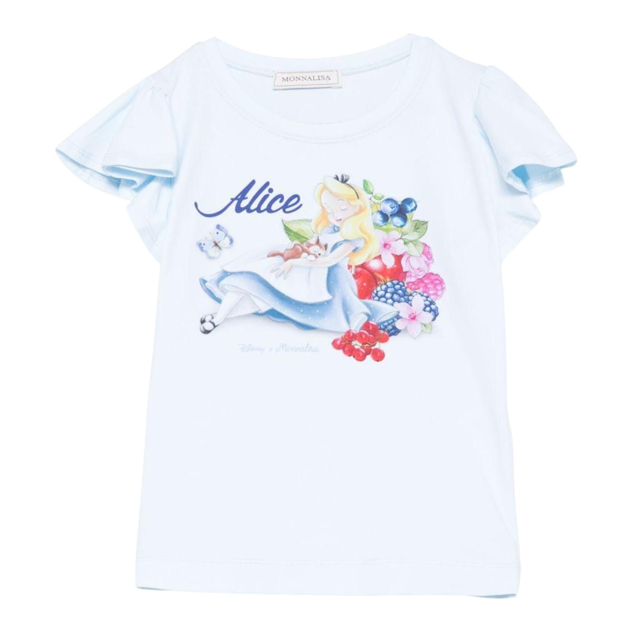 Monnalisa T-Shirt Girocollo con Stampa Brillantini E Rouches per Bambina 11E618 BIANCO MONNALISA 