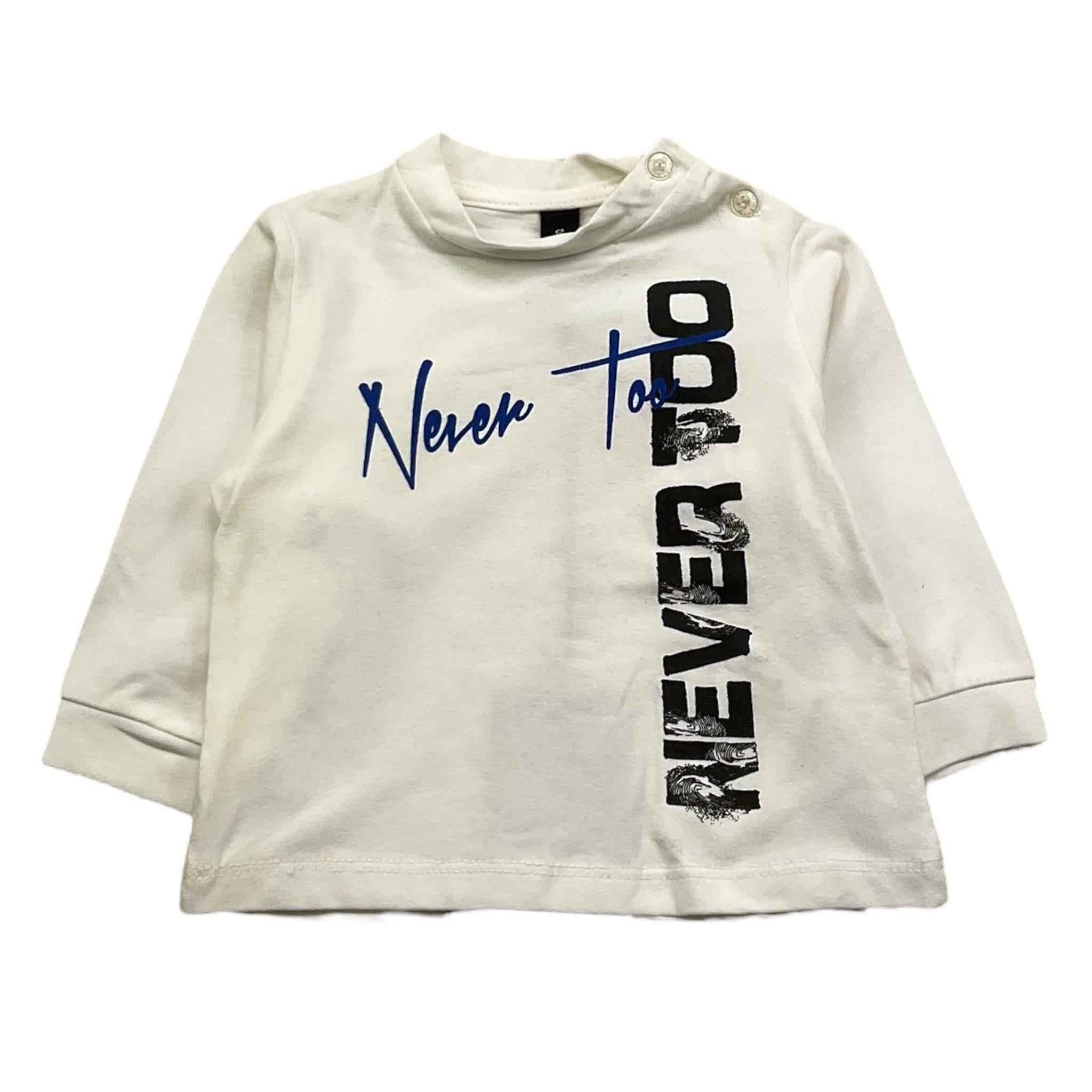 NEVER TOO shirt girocollo tinta unita con stampe Panna per Neonato NT1143N PANNA NEVER TOO 