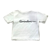Bamboom+Babies Einfarbiges T-Shirt mit Rundhalsausschnitt und Aufdruck in Weiß für Neugeborene