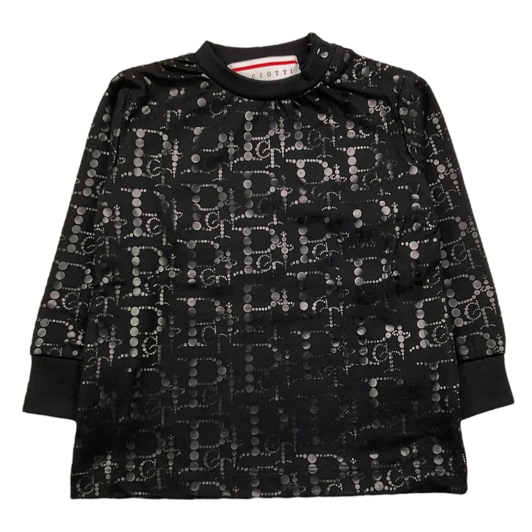 CESARE PACIOTTI shirt girocollo tinta unita con stampa Nero per Neonato TSP5351B NERO CESARE PACIOTTI 