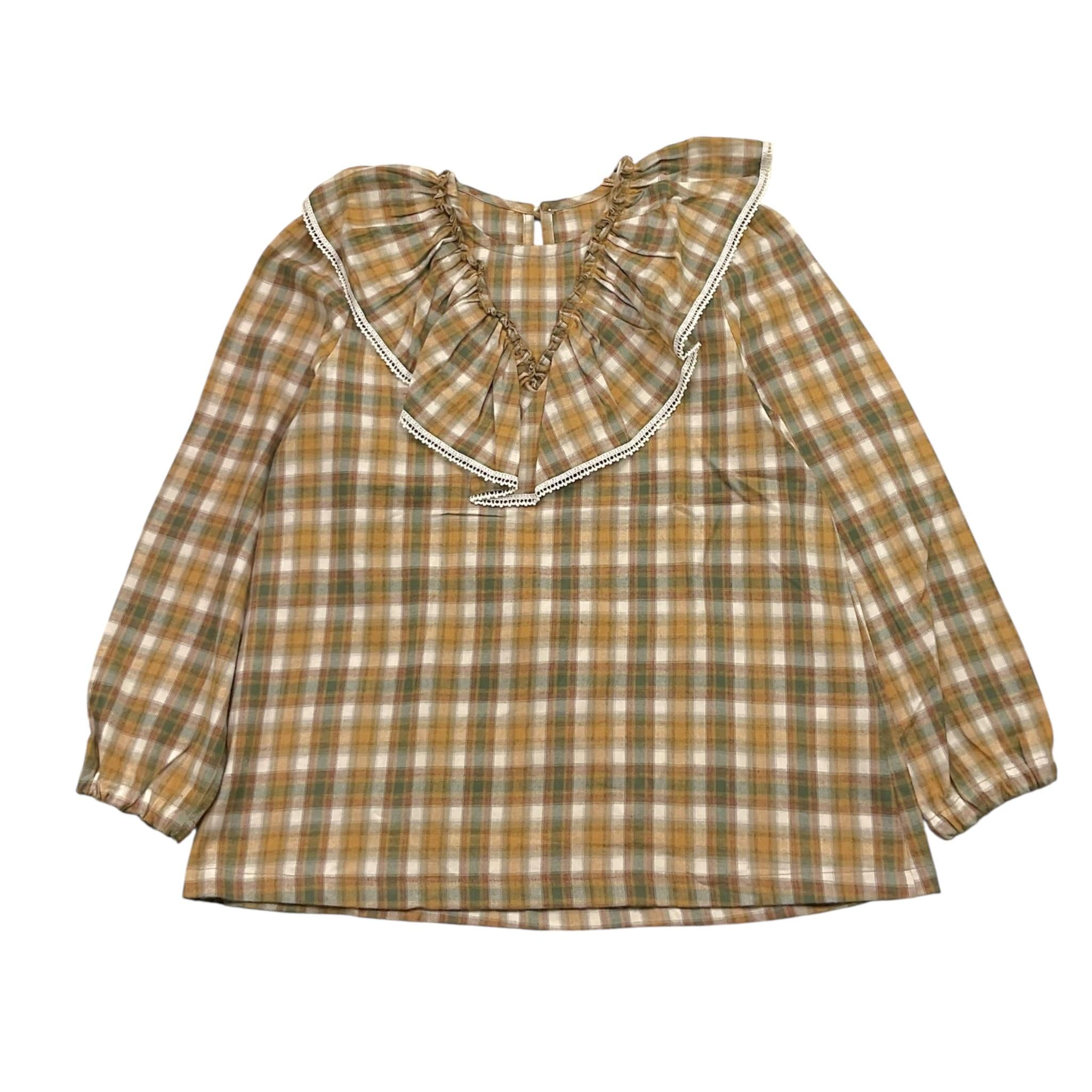 @MADILLY camicia tinta unita con fantasia a quadrettini Bianco per Bambina 01861 BIANCO @MADILLY 