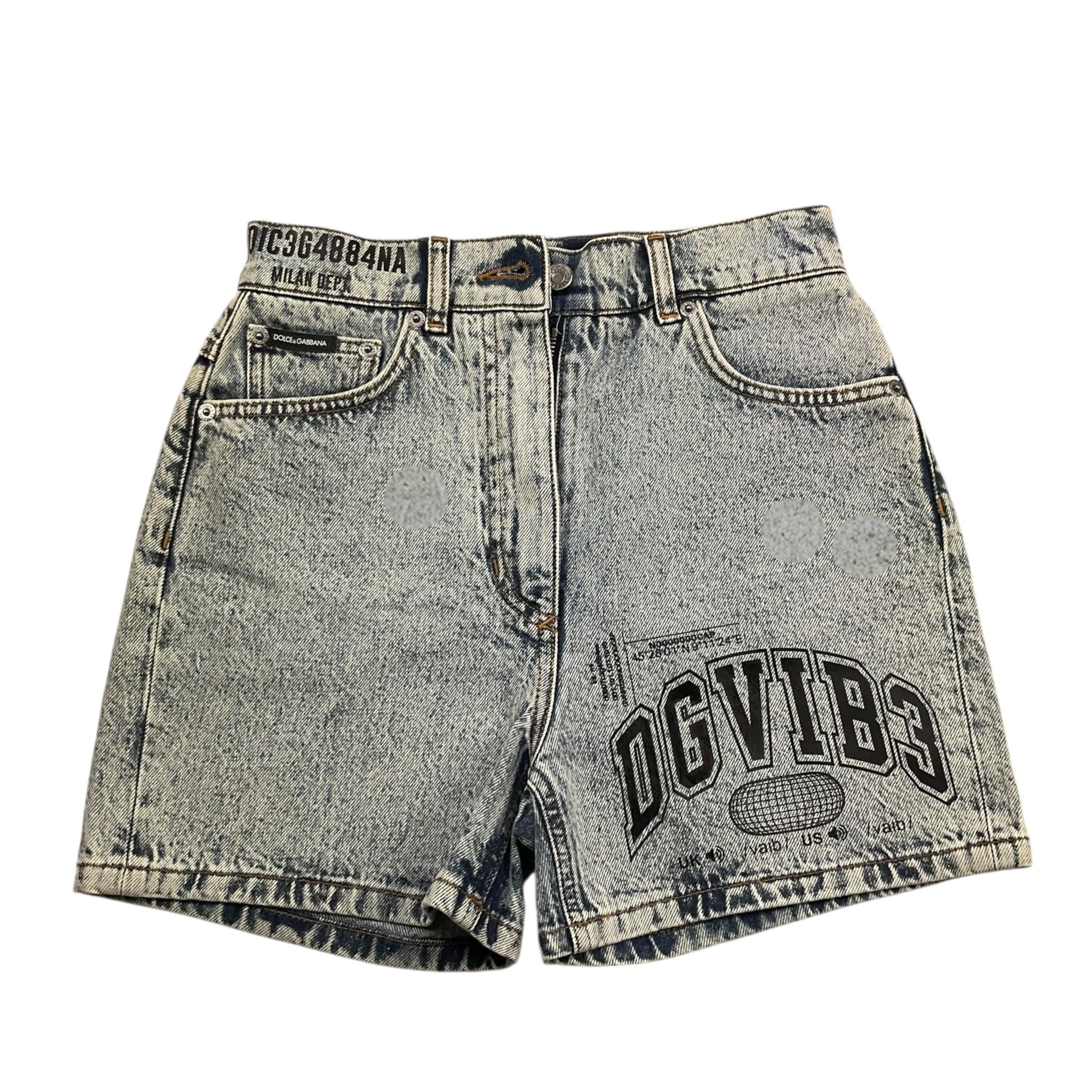 Dolce & Gabbana Short In Denim Tinta Unita con Stampa per Bambina L83Q25LDC30 AZZURRO DOLCE & GABBANA 