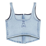 Patrizia Pepe Top In Denim Tinta Unita con Zip per Bambina 7C0255 AZZURRO PATRIZIA PEPE 