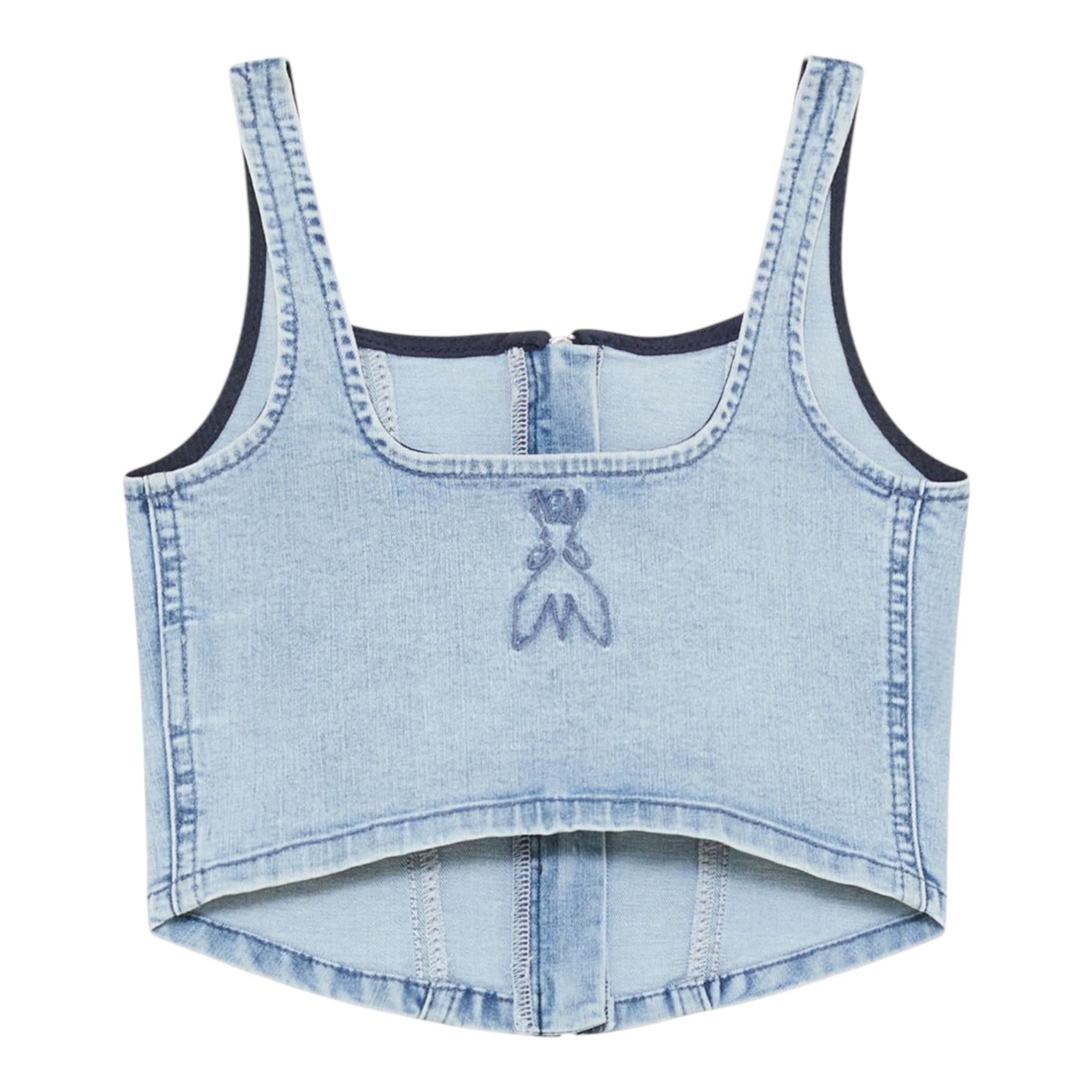 Patrizia Pepe Top In Denim Tinta Unita con Zip per Bambina 7C0255 AZZURRO PATRIZIA PEPE 