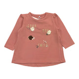 Name.It Shirt Rundhalsausschnitt Einfarbig mit Altrosa-Aufdruck für Baby-Mädchen