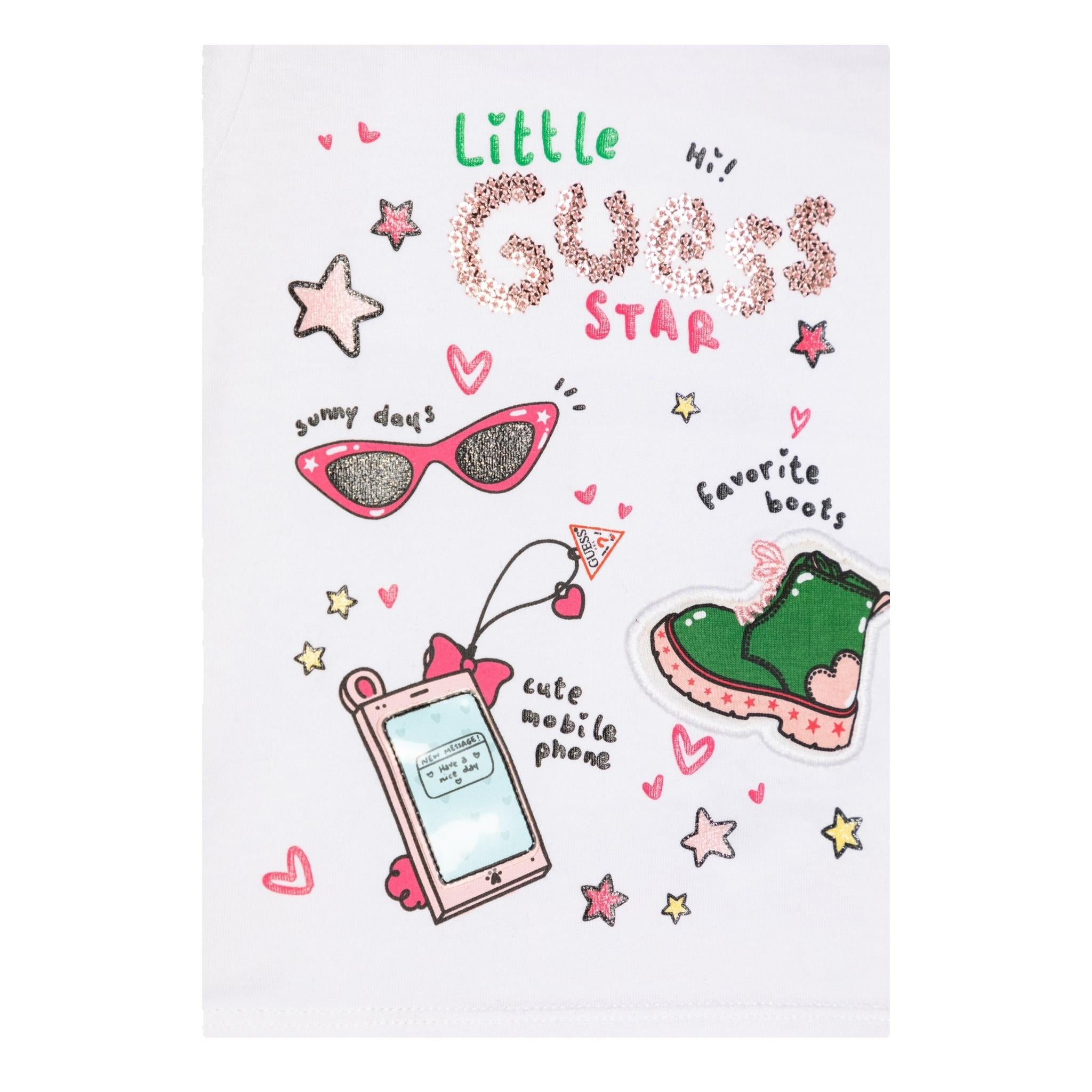 Guess T-Shirt Tinta Unita con Stampa per Neonata K5RI14K6YW4XX BIANCO GUESS 