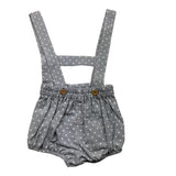 Cocote Einfarbige Latzhose mit blauem Punktemuster für Baby Mädchen