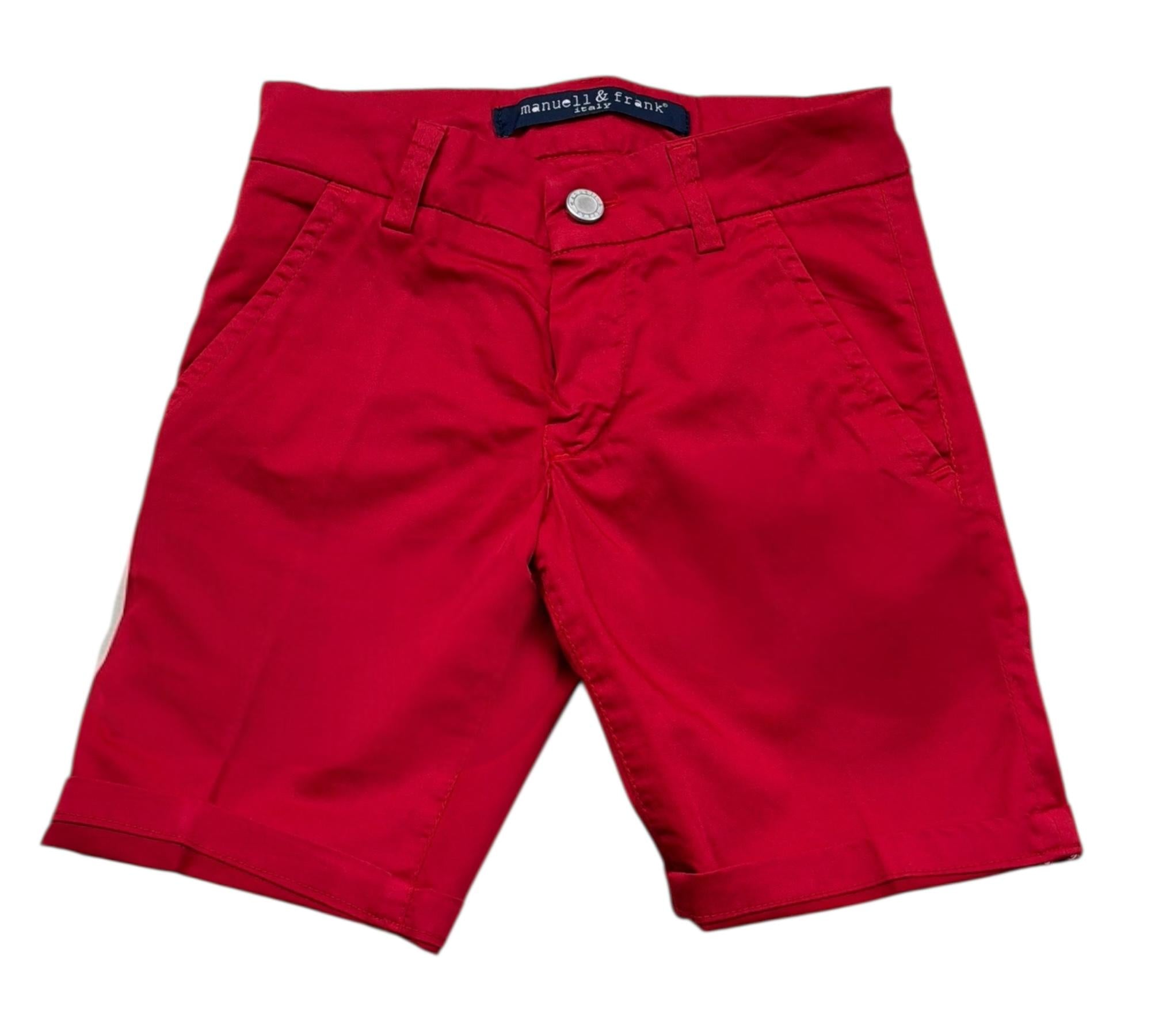Manuel & Frank Bermuda Tinta Unita con Girovita Regolabile per Bambino MF2030B ROSSO MANUEL & FRANK 