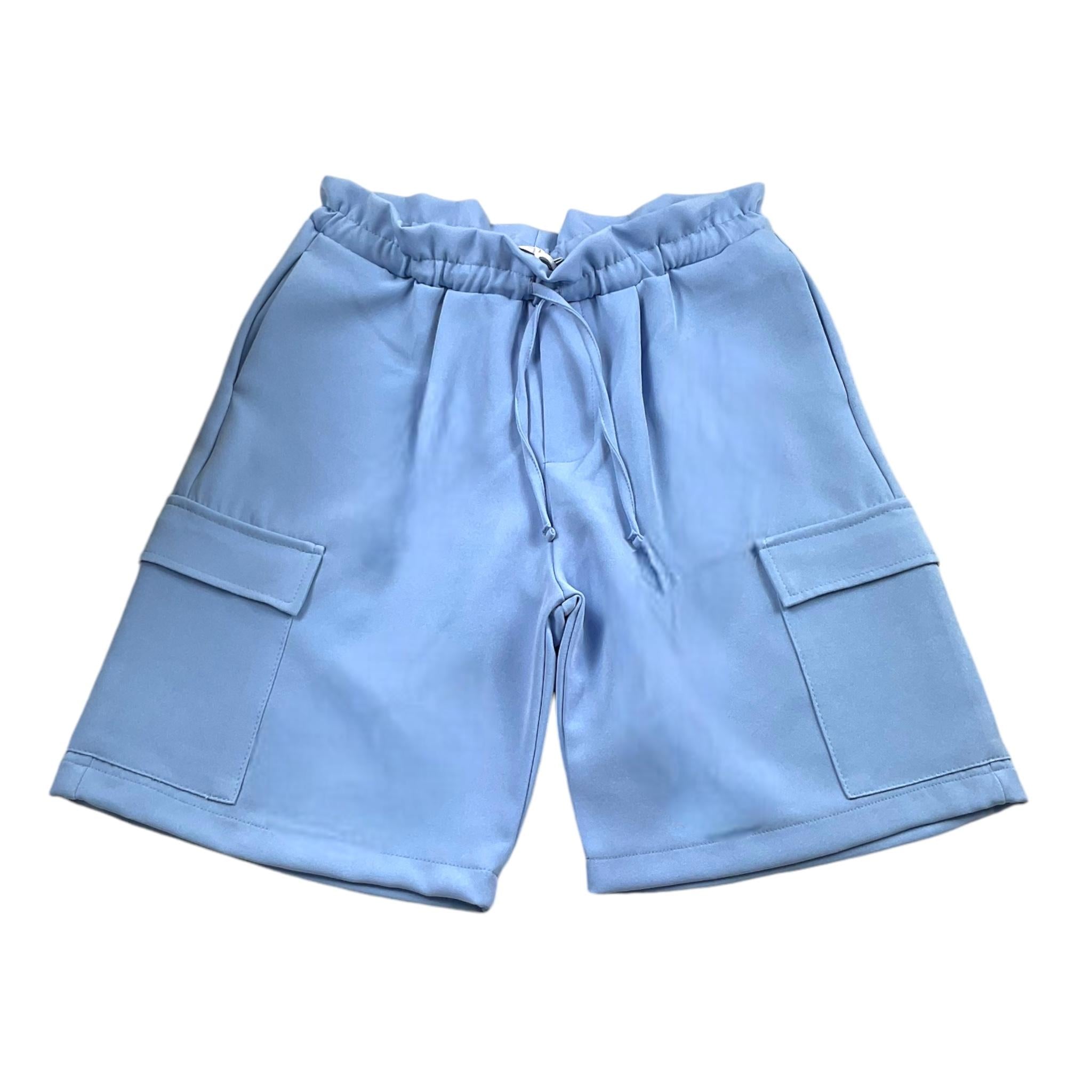 Lalalu' Short Tinta Unita Con Elastico In Vita Azzurro Per Bambina LL2625 AZZURRO LU LU BY MISS GRANT 