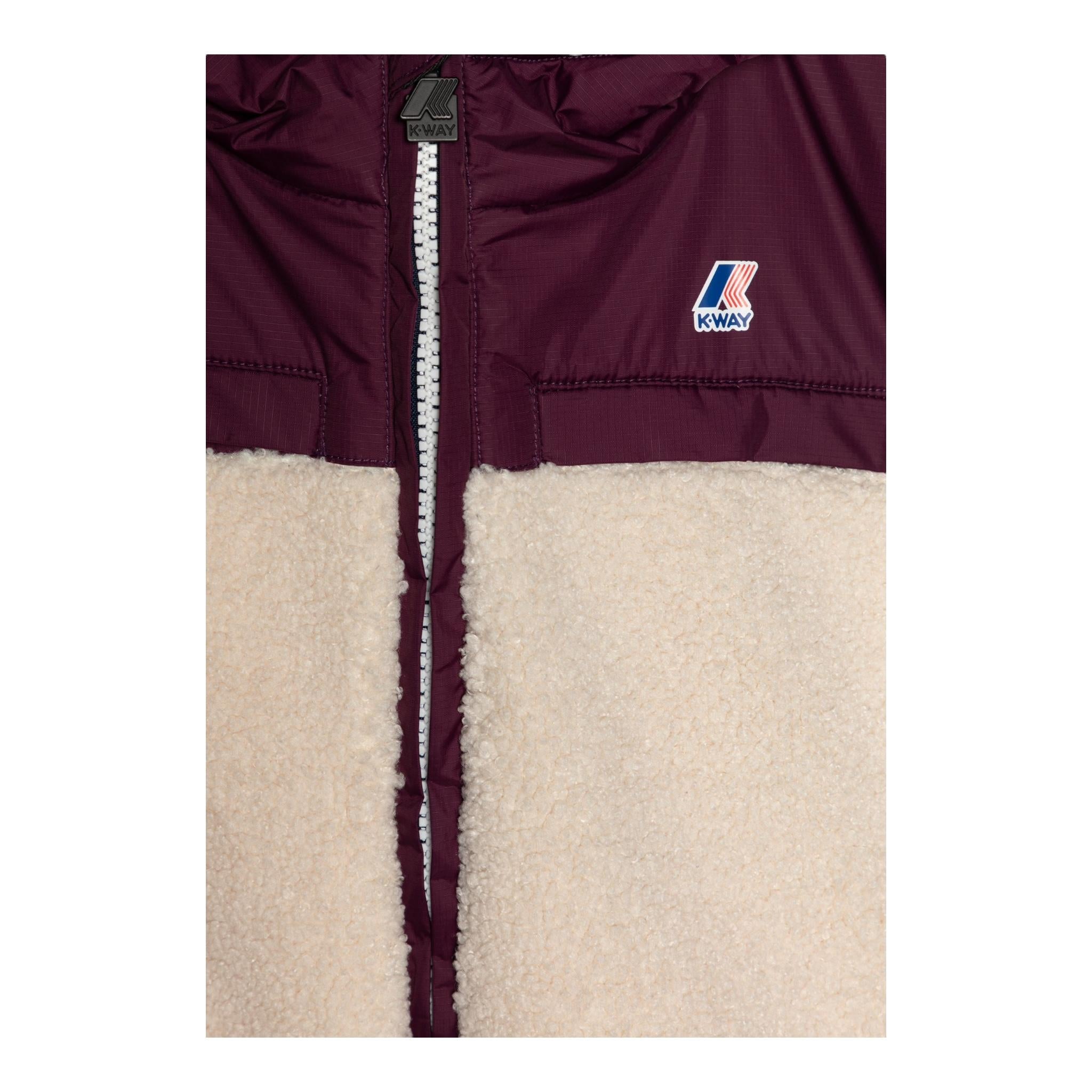 K-WAY giubbino bicolore teddy con cappuccio Viola/panna per Bambina K3124LW VIOLA/PANNA K-WAY 