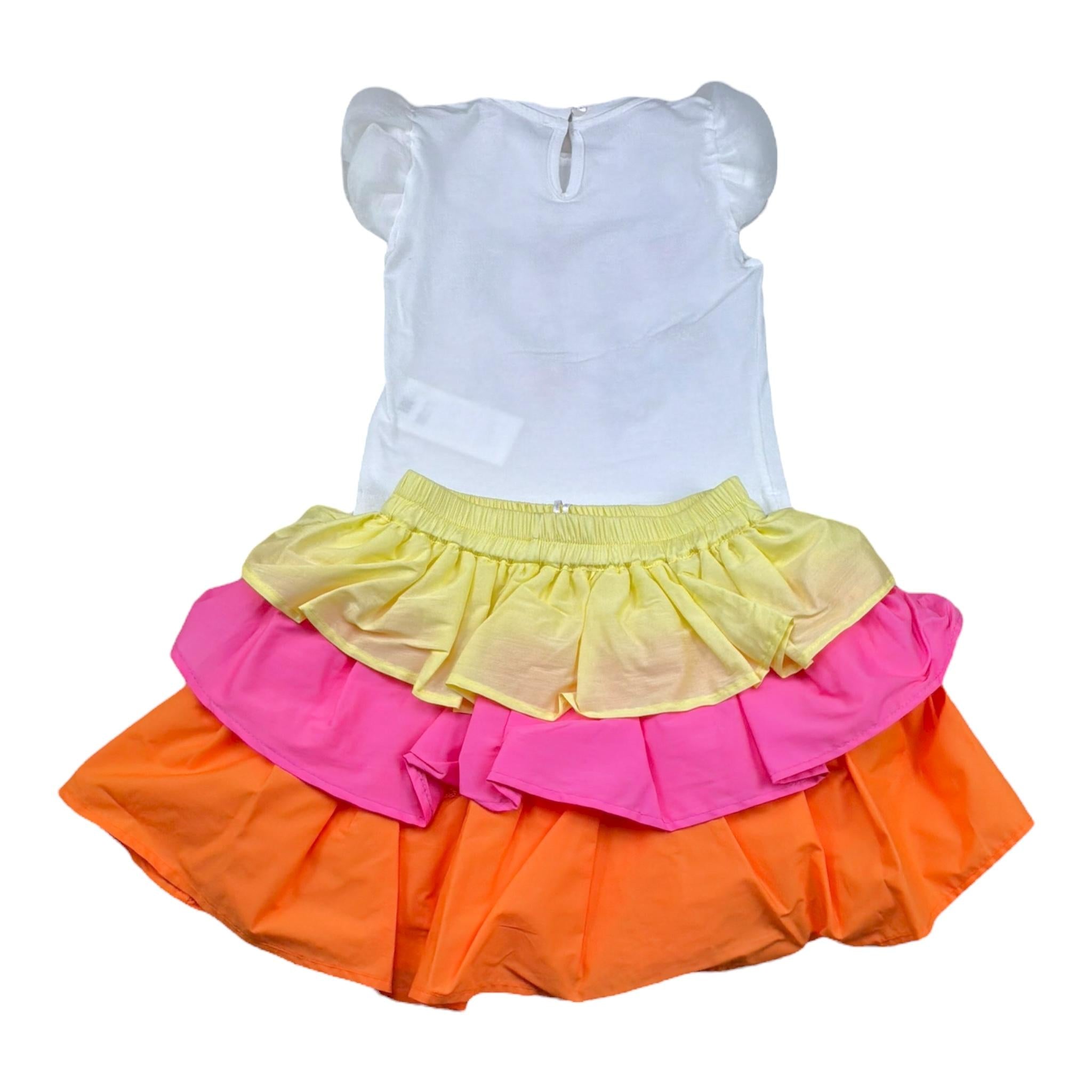 Miss Grant Completo 2 Pezzi Gonna-T-Shirt per Bambina MG1307J BIANCO MISS GRANT 