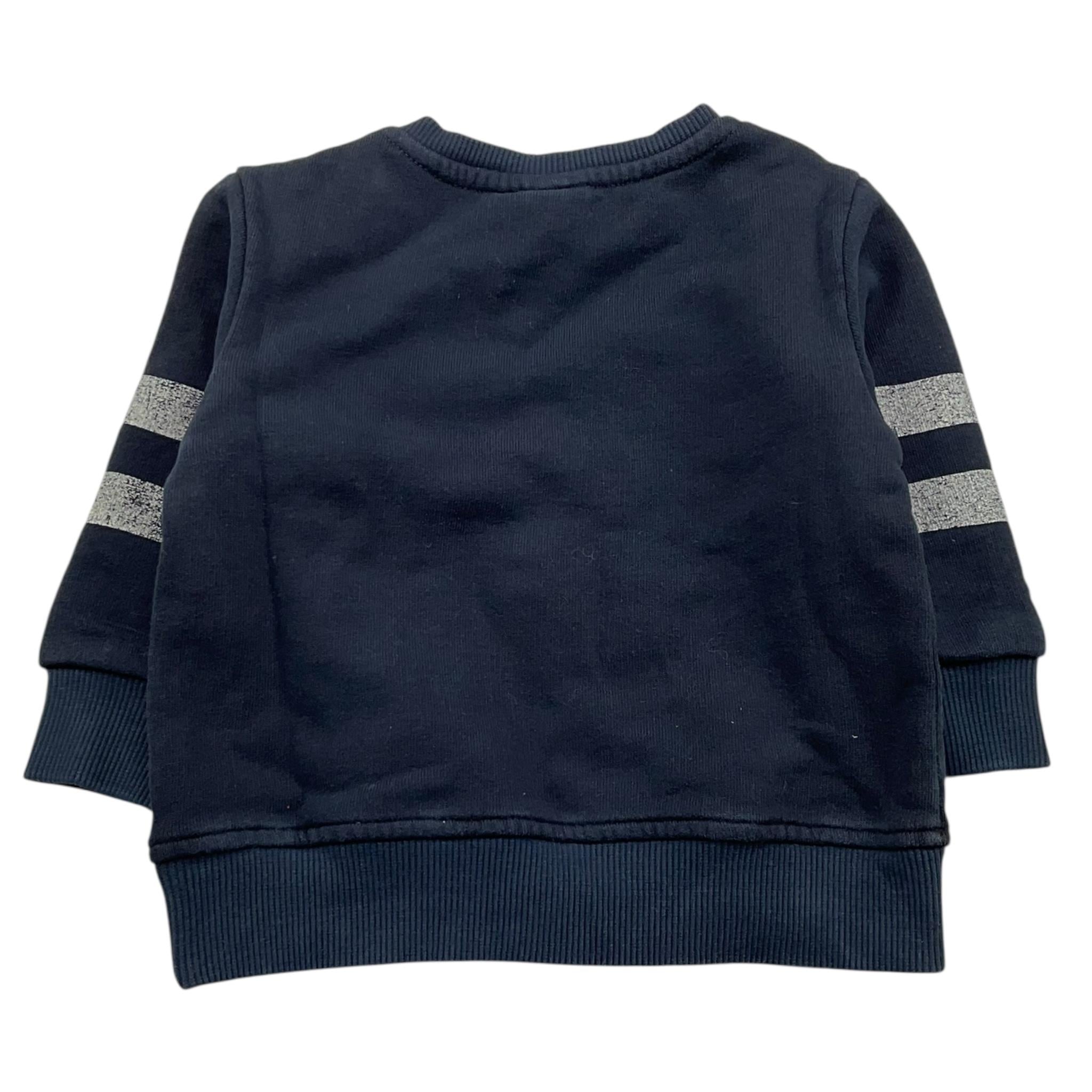 PLEASE felpa chiusa girocollo tinta unita con stampa in contrasto Blu per Neonato LBC7040B24 BLU PLEASE 